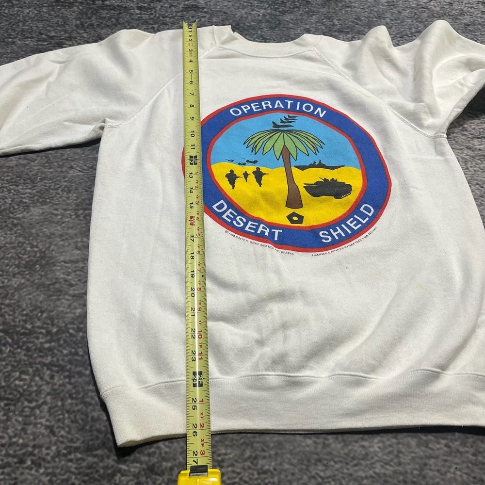 Vintage Operation Desert Shield Crewneck Sweatshirt Mens Large White Hanes 90s‎ - Picture 12 of 13